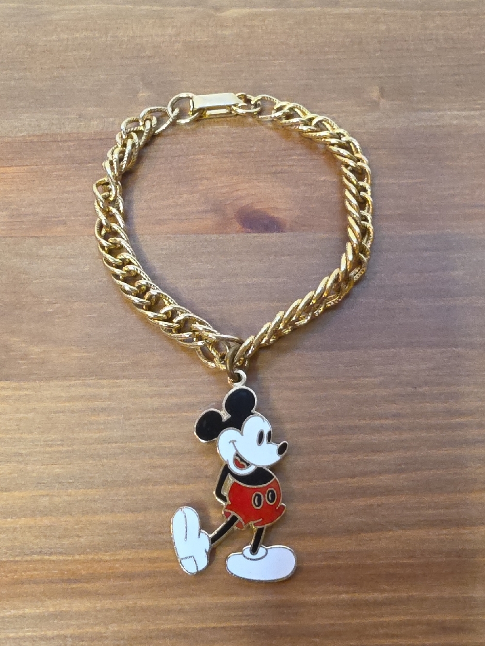 Vintage Gold Tone with Mickey Mouse Charm With Bracelet